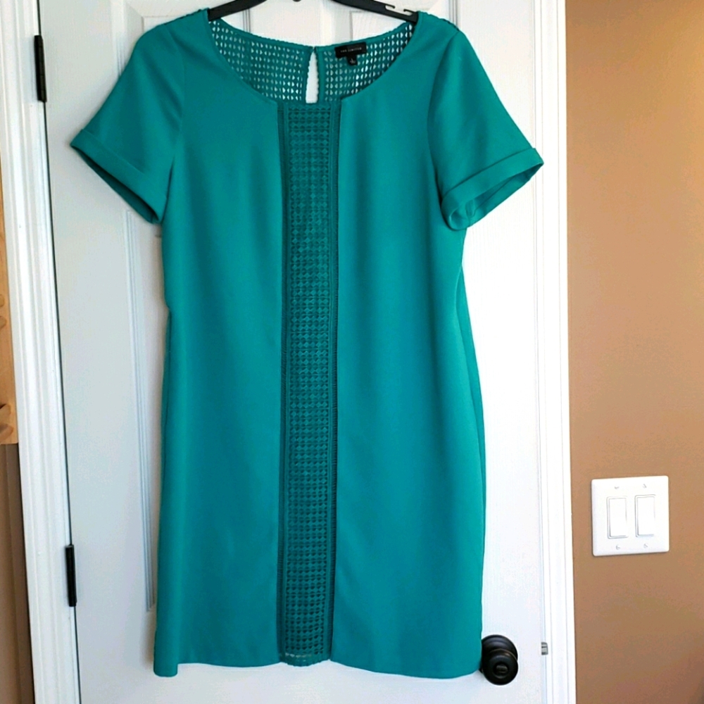 Limited teal green sheath lattice dress sz l